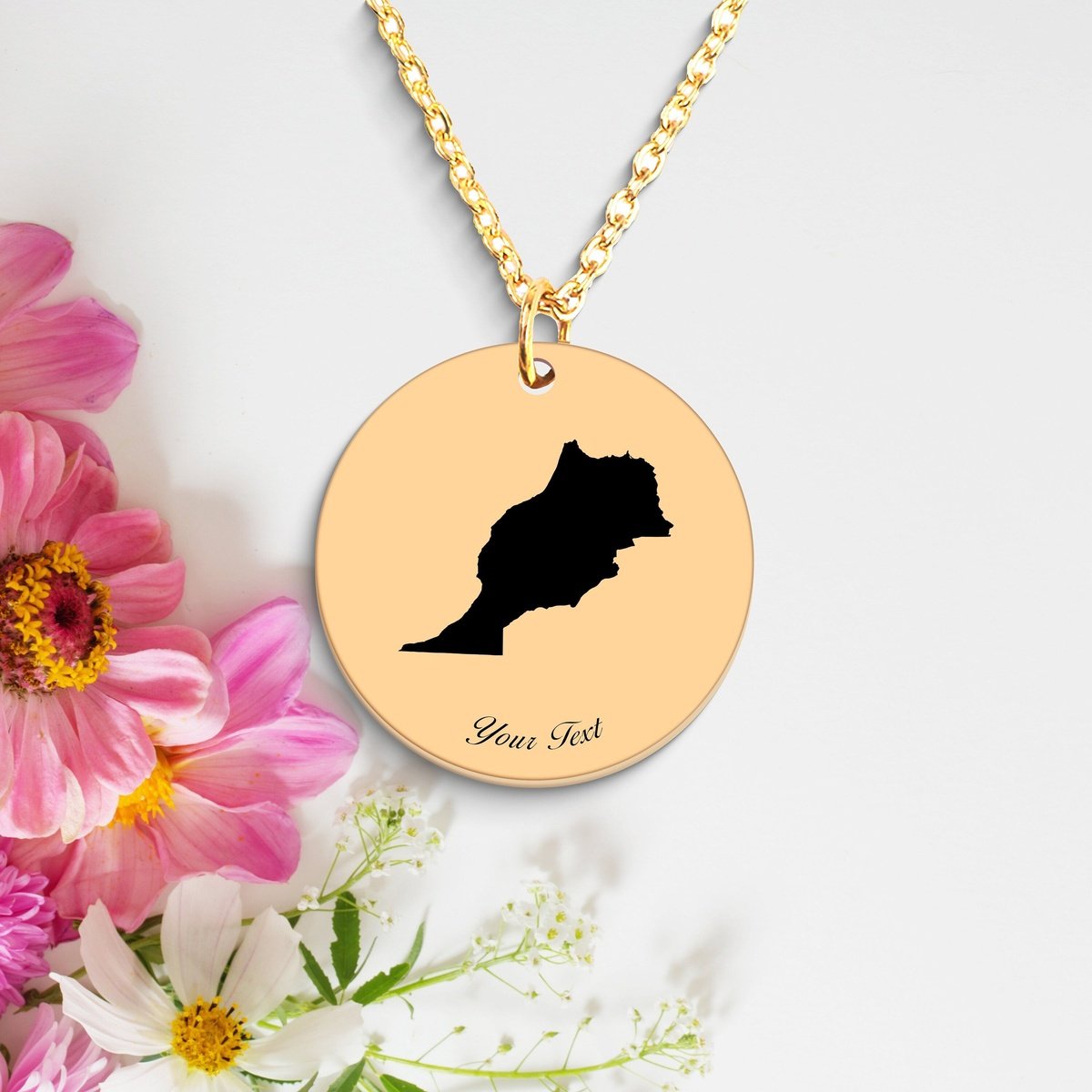 Morocco Country Map Necklace, Your Name Necklace, Minimalist Necklace, Personalized Gift, Silver Necklace, Gift For Him Her