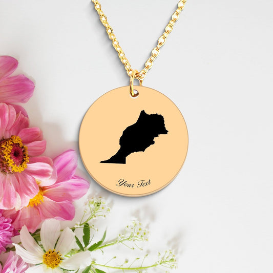 Morocco Country Map Necklace, Your Name Necklace, Minimalist Necklace, Personalized Gift, Silver Necklace, Gift For Him Her