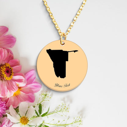 Namibia Country Map Necklace, Your Name Necklace, Minimalist Necklace, Personalized Gift, Silver Necklace, Gift For Him Her