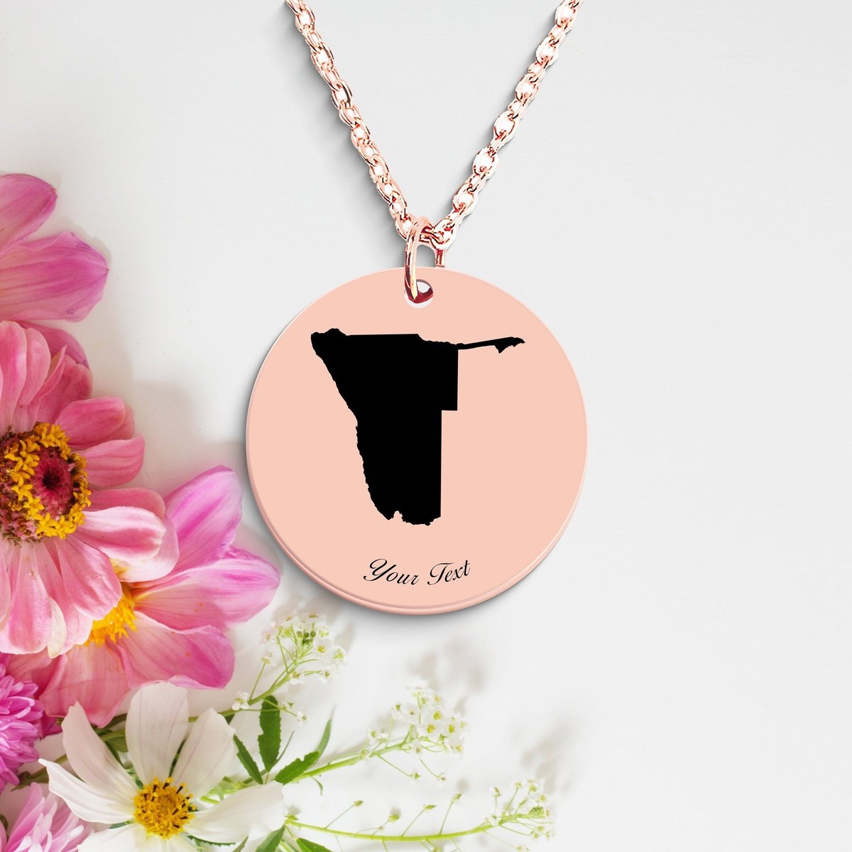 Namibia Country Map Necklace, Your Name Necklace, Minimalist Necklace, Personalized Gift, Silver Necklace, Gift For Him Her