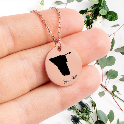 Namibia Country Map Necklace, Your Name Necklace, Minimalist Necklace, Personalized Gift, Silver Necklace, Gift For Him Her