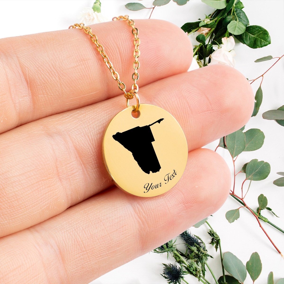 Namibia Country Map Necklace, Your Name Necklace, Minimalist Necklace, Personalized Gift, Silver Necklace, Gift For Him Her