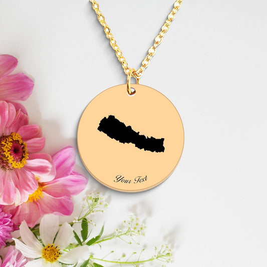 Nepal Country Map Necklace, Your Name Necklace, Minimalist Necklace, Personalized Gift, Silver Necklace, Gift For Him Her