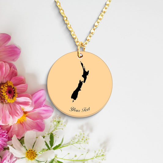 New Zealand Country Map Necklace, Your Name Necklace, Minimalist Necklace, Personalized Gift, Silver Necklace, Gift For Him Her