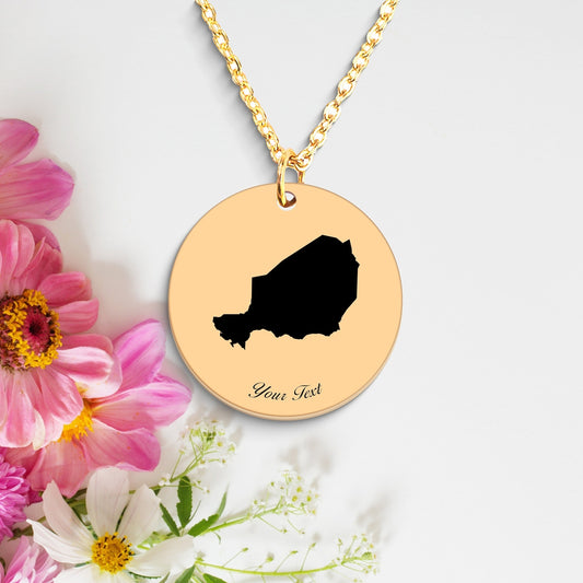 Niger Country Map Necklace, Your Name Necklace, Minimalist Necklace, Personalized Gift, Silver Necklace, Gift For Him Her