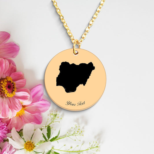 Nigeria Country Map Necklace, Your Name Necklace, Minimalist Necklace, Personalized Gift, Silver Necklace, Gift For Him Her