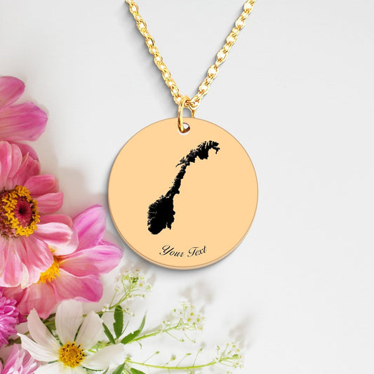 Norway Country Map Necklace, Your Name Necklace, Minimalist Necklace, Personalized Gift, Silver Necklace, Gift For Him Her