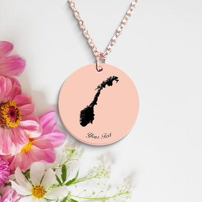 Norway Country Map Necklace, Your Name Necklace, Minimalist Necklace, Personalized Gift, Silver Necklace, Gift For Him Her