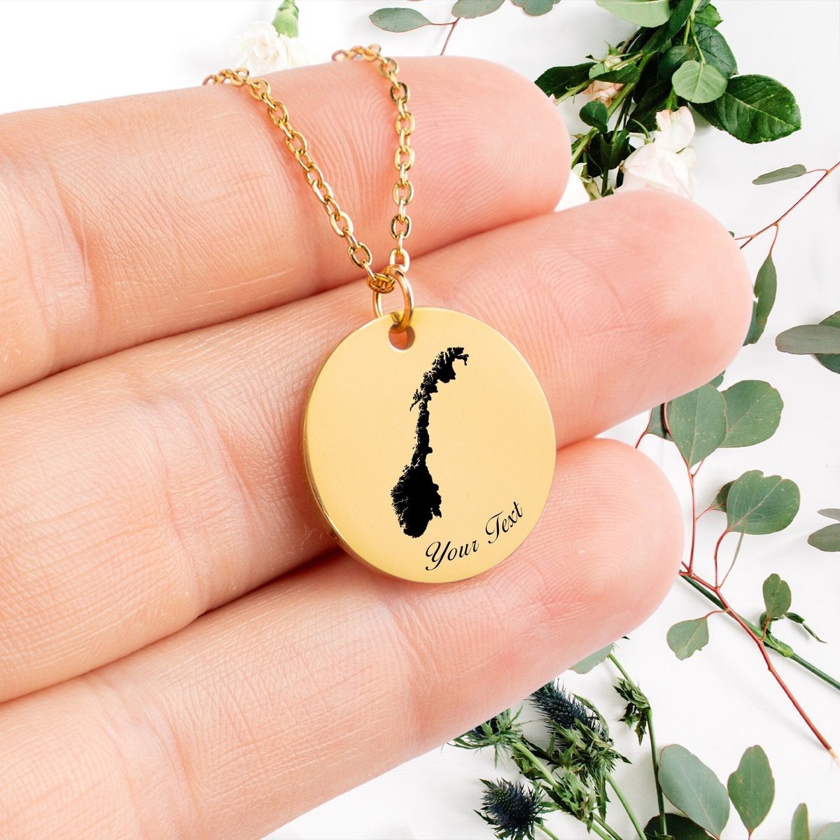 Norway Country Map Necklace, Your Name Necklace, Minimalist Necklace, Personalized Gift, Silver Necklace, Gift For Him Her