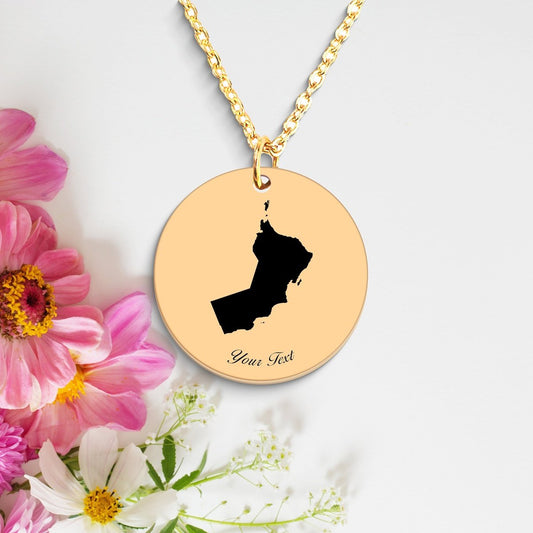 Oman Country Map Necklace, Your Name Necklace, Minimalist Necklace, Personalized Gift, Silver Necklace, Gift For Him Her