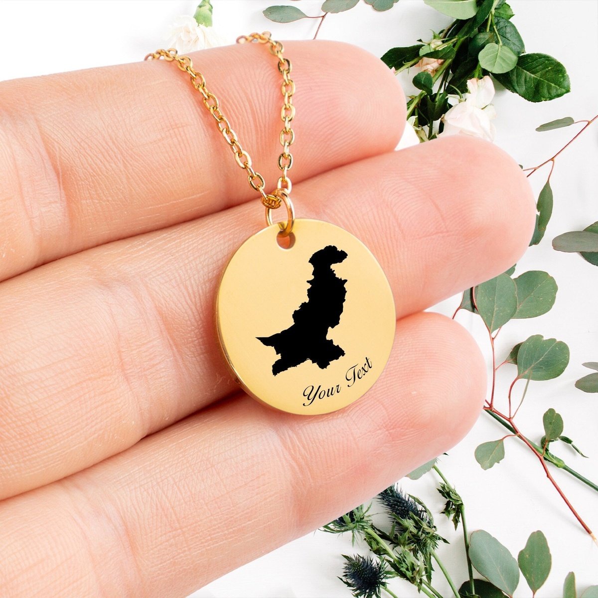 Pakistan Country Map Necklace, Your Name Necklace, Minimalist Necklace, Personalized Gift, Silver Necklace, Gift For Him Her