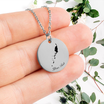 Palau Country Map Necklace, Your Name Necklace, Minimalist Necklace, Personalized Gift, Silver Necklace, Gift For Him Her