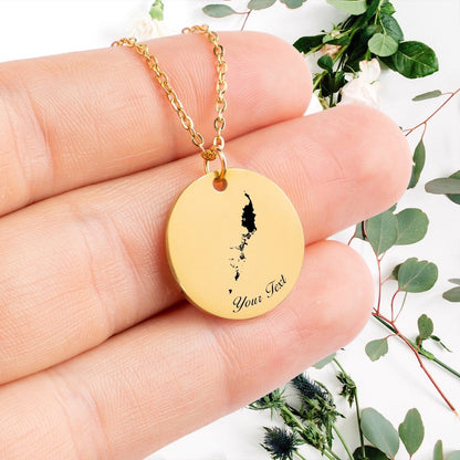 Palau Country Map Necklace, Your Name Necklace, Minimalist Necklace, Personalized Gift, Silver Necklace, Gift For Him Her