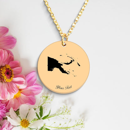 Papua New Guinea Country Map Necklace, Your Name Necklace, Minimalist Necklace, Personalized Gift, Silver Necklace, Gift For Him Her