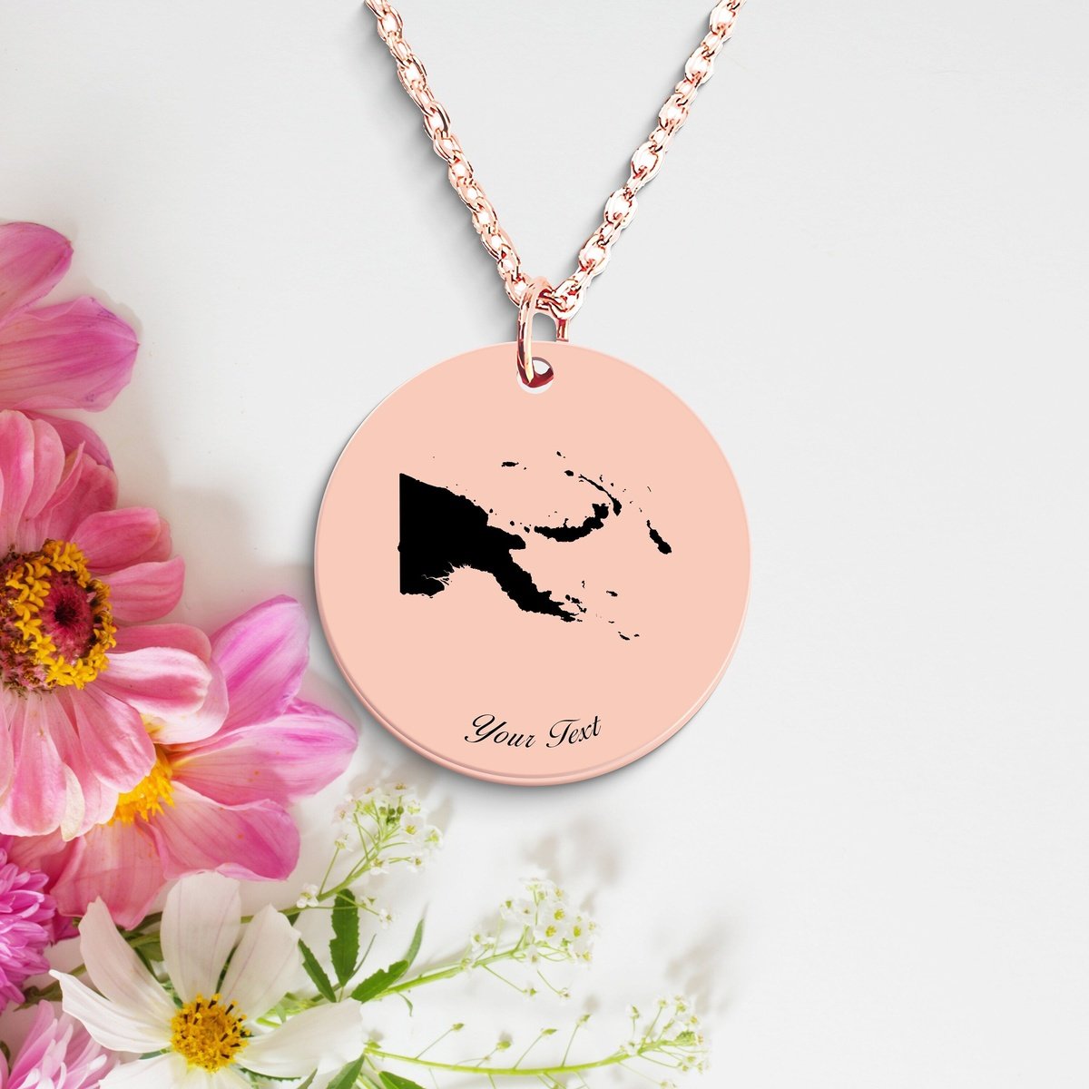 Papua New Guinea Country Map Necklace, Your Name Necklace, Minimalist Necklace, Personalized Gift, Silver Necklace, Gift For Him Her