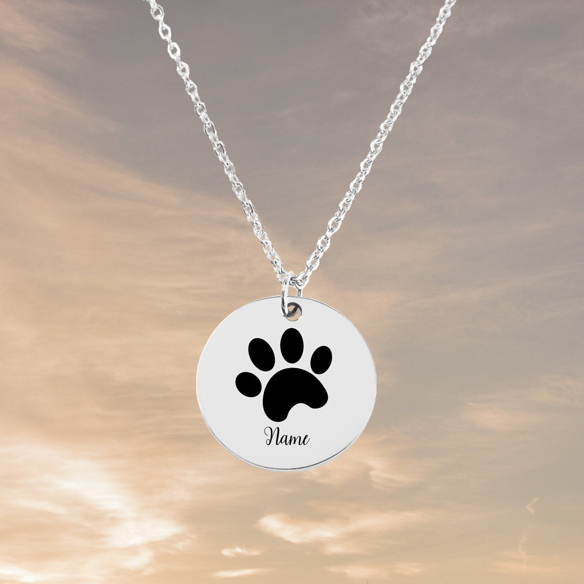 Paw Print Pendant Necklace for Devoted Dog Moms, dog lover necklace, your name jewelry, gift for him, christmas gift, minimalist necklace