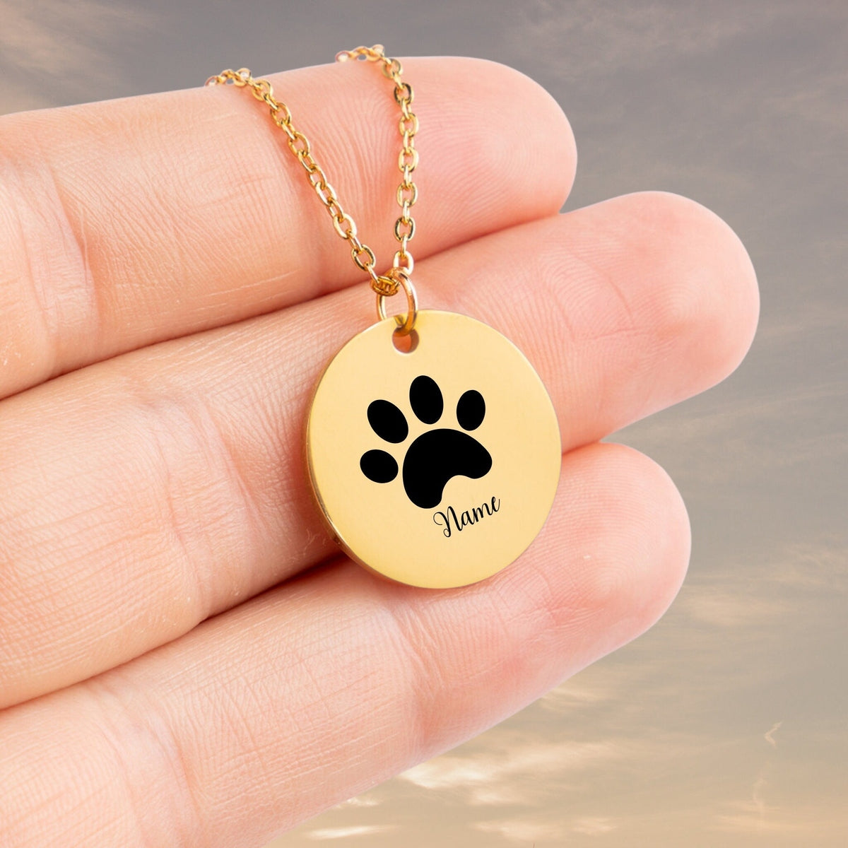Paw Print Pendant Necklace for Devoted Dog Moms, dog lover necklace, your name jewelry, gift for him, christmas gift, minimalist necklace