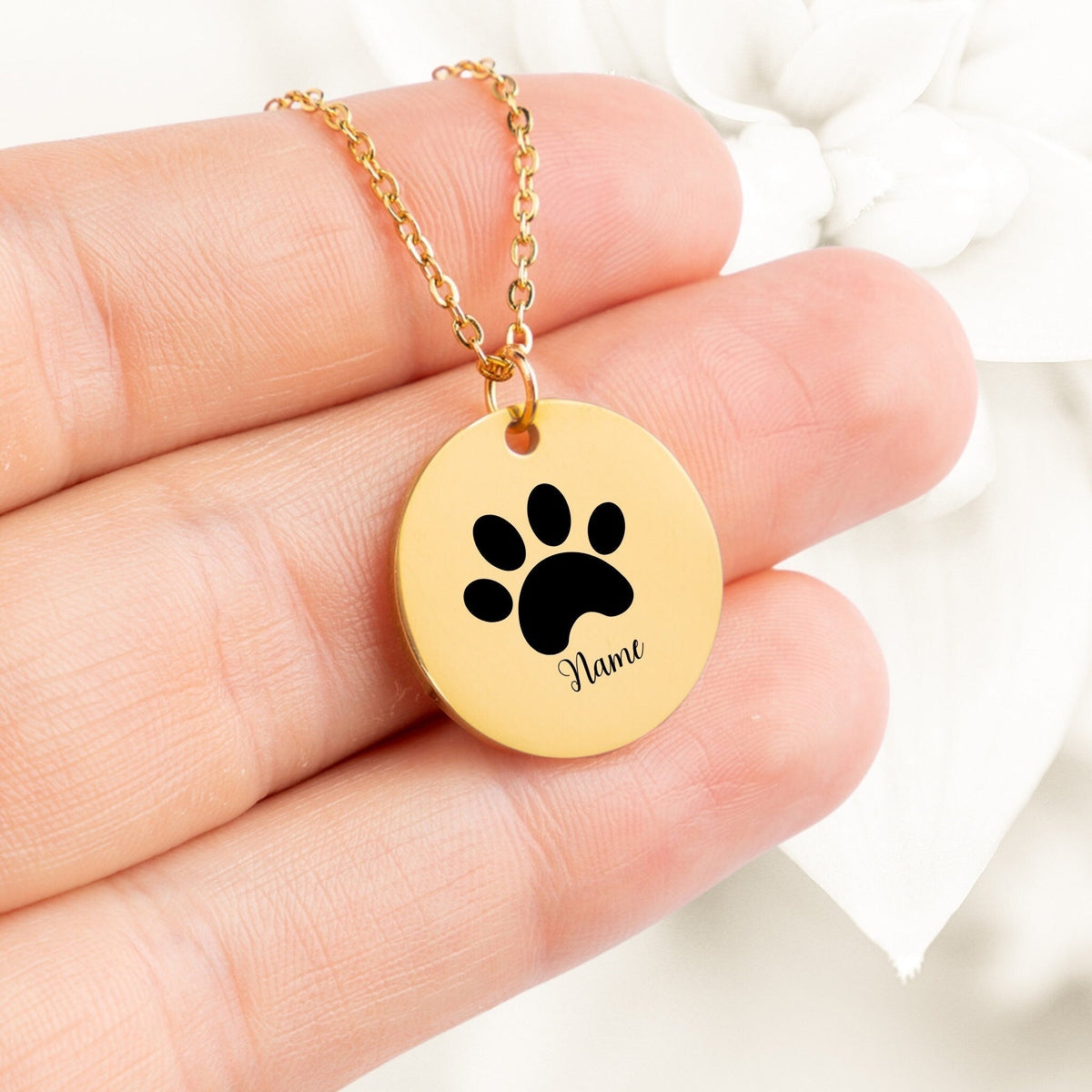 Paw Print Pendant Necklace for Devoted Dog Moms, dog lover necklace, your name jewelry, gift for him, christmas gift, minimalist necklace