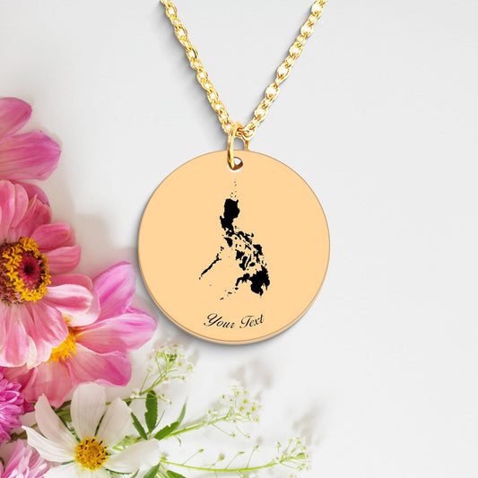 Philippines Country Map Necklace, Your Name Necklace, Minimalist Necklace, Personalized Gift, Silver Necklace, Gift For Him Her