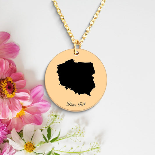 Poland Country Map Necklace, Your Name Necklace, Minimalist Necklace, Personalized Gift, Silver Necklace, Gift For Him Her